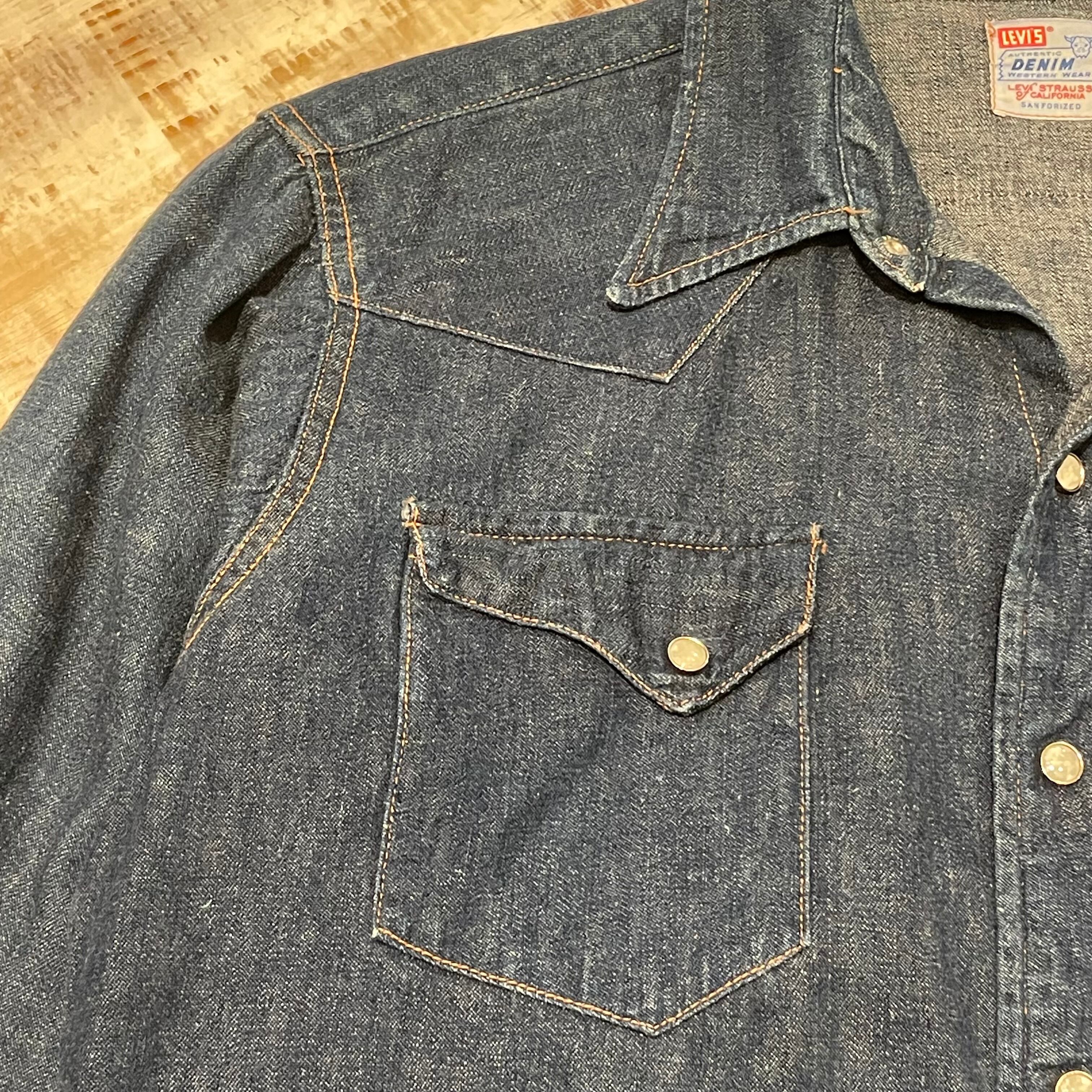 50年代 L位 LEVI'S Short Horn Denim Western Shirts リーバイス