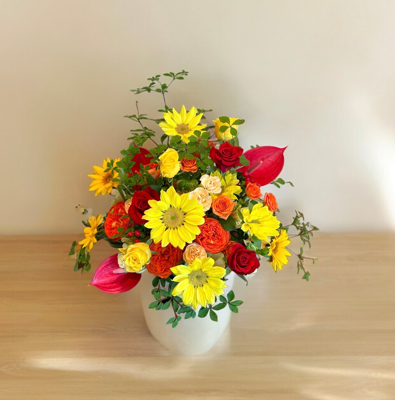 【玉名郡市・荒尾市　配達限定】季節のお花　ひまわりアレンジ