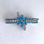 ガラスビジューのヴィンテージブローチ ブルー×クリア 16acb17