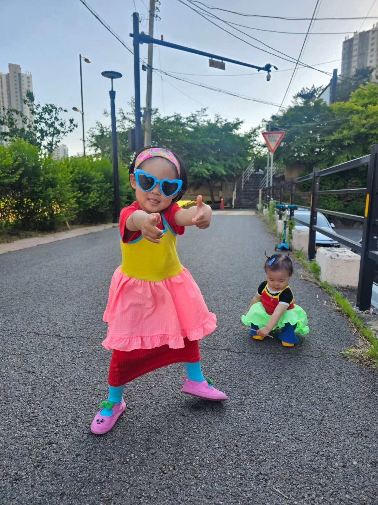 Wonder Land Layerd One-piece / Yellow+Pink Check