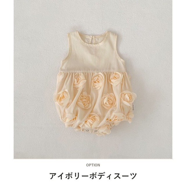 【BABY】シャーベットローズノースリーブロンパース - 2