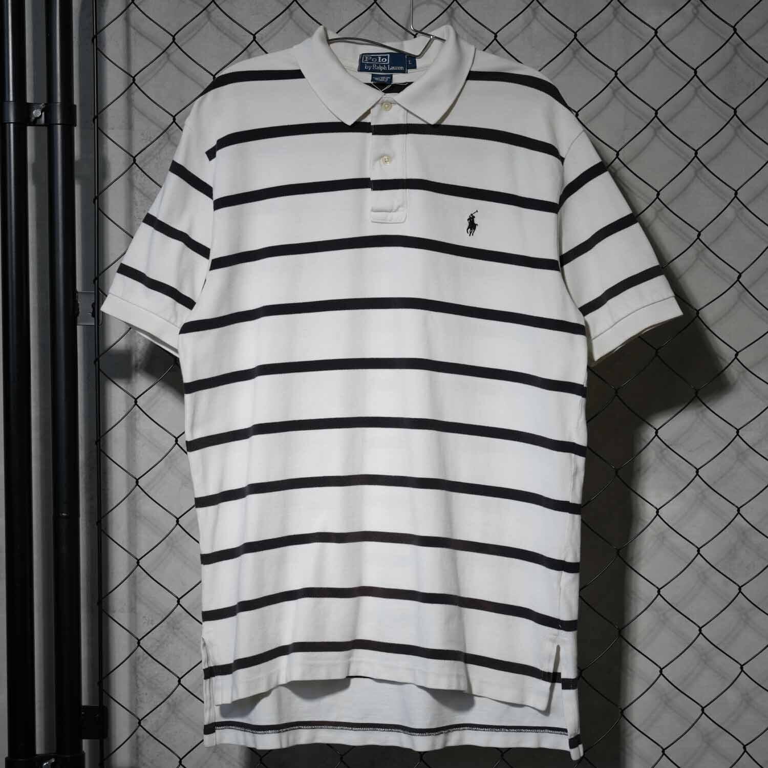 90s POLO by RALPH LAUREN ラルフローレン ボーダー 半袖 ポロシャツ L