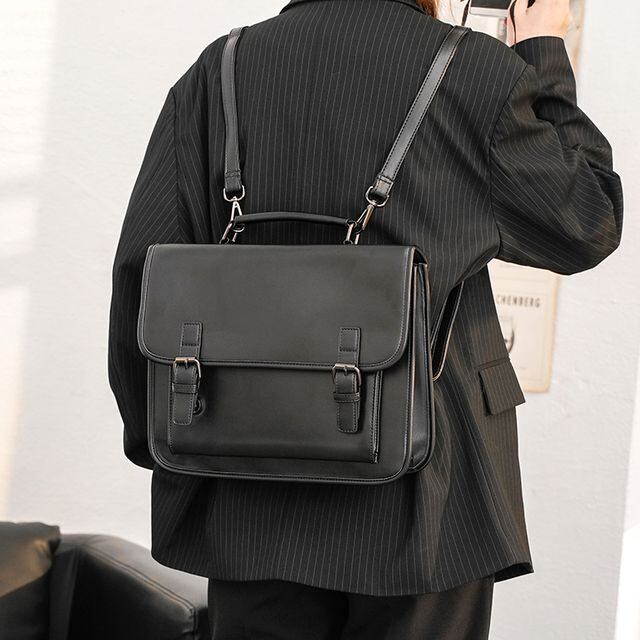 【予約販売】リュック ショルダーバッグ 3WAY メンズ スクエア ブラック A4 通学 通勤 ビジネス こなれ感 お洒落 韓国 トレンド