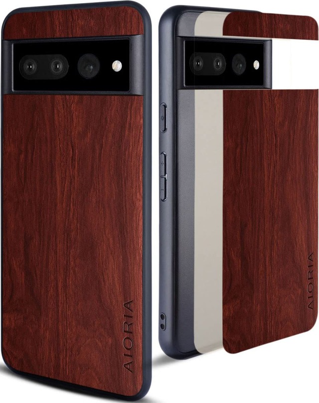Aioria 互換性ありfor Google Pixel 7 5G ケース ウッドパターン スタイリッシュで丈夫な携帯電話ケース あふれる 木目柄 保護 (Brown)