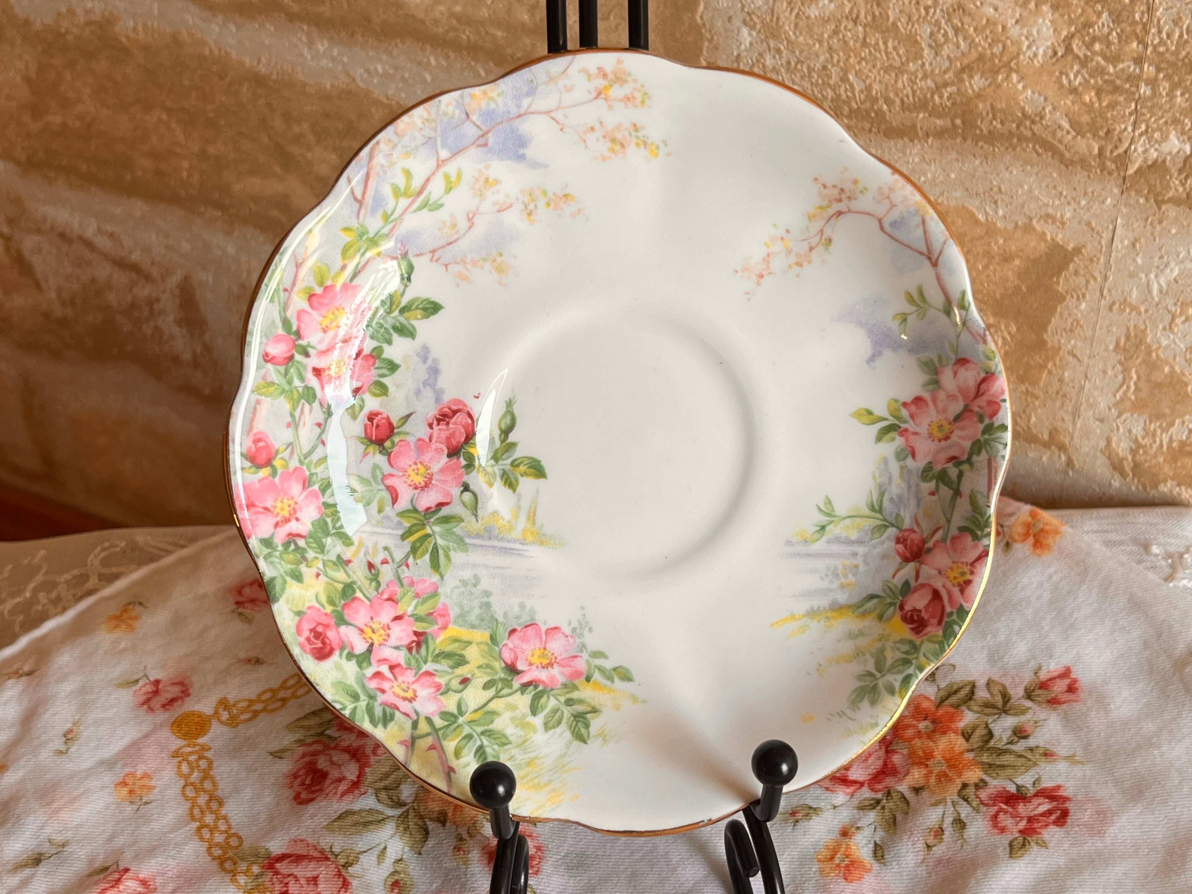 英国ビンテージ】ロイヤルアルバート☆ワイルドローズ☆C/S