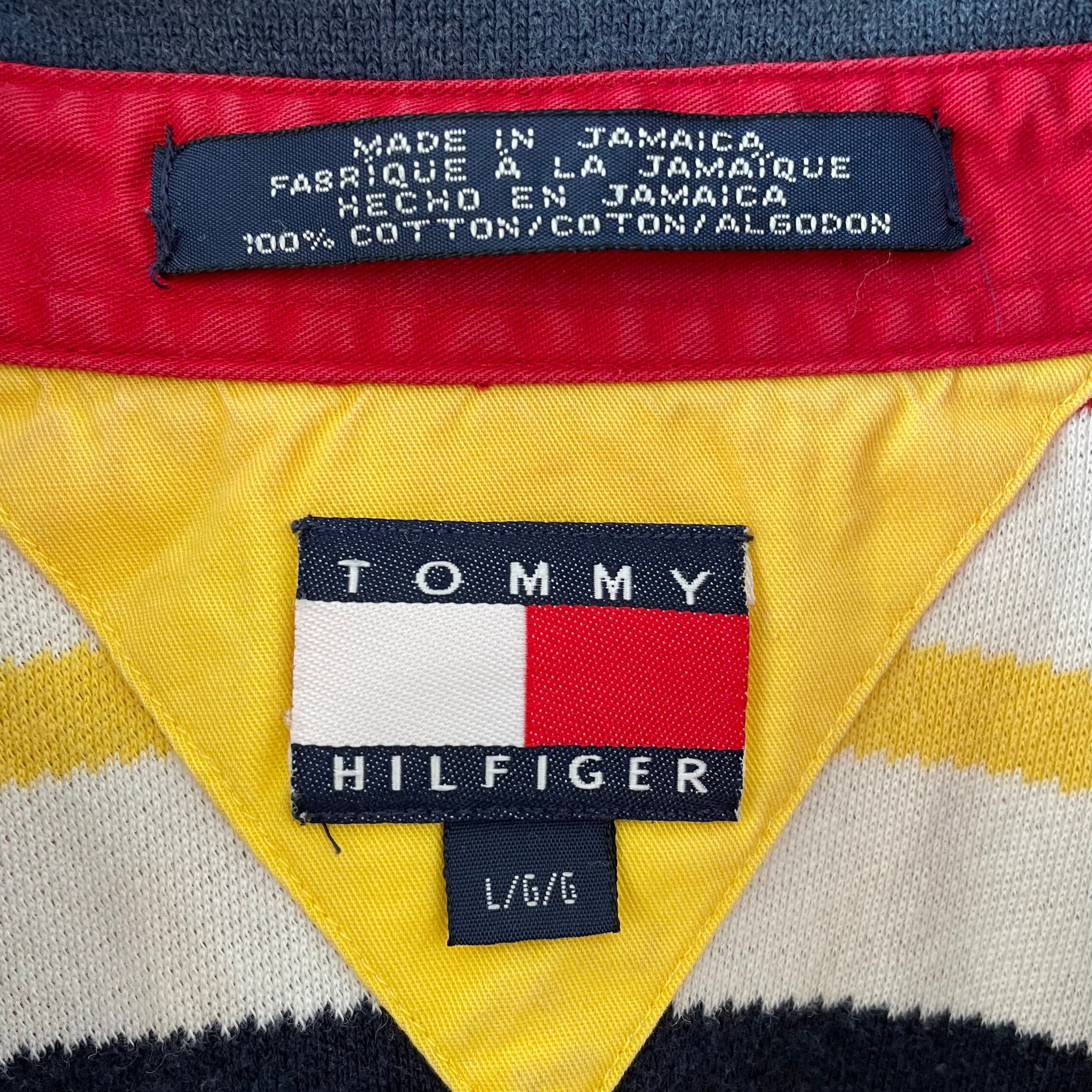 Tommy Hilfiger】90s ジャマイカ製 ポロシャツ ボーダー フラッグタグ