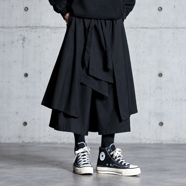 【ORV0007】Multi-Layer Faux Two-Piece Culottes