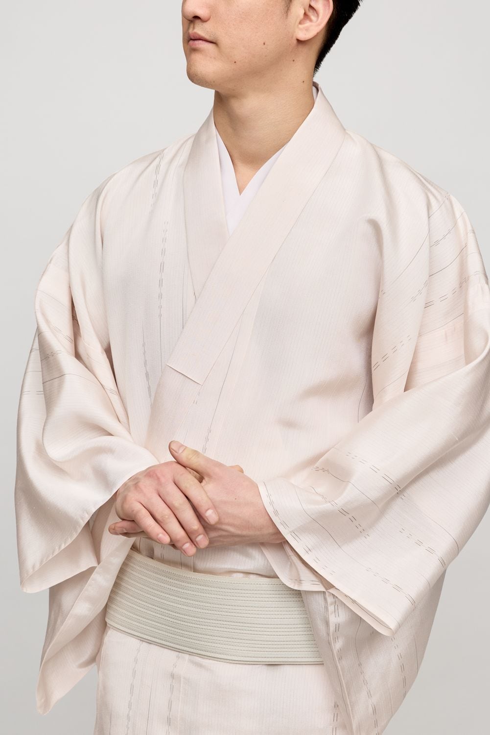 着物 / 十日町紬 / 強撚 経絣 / 七三 / PINK BEIGE（With tailoring