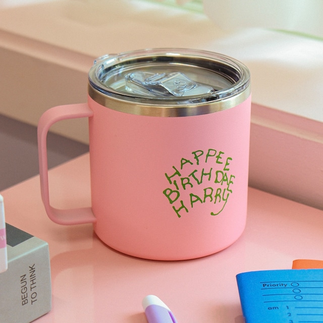 【韓国限定】harry potter birthday cake mug / ハリーポッター バースデーケーキ マグカップ ステンレス 蓋つき 韓国雑貨