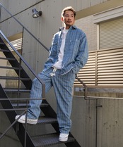 【#Re:room】CHECK STITCH BIG DENIM SHIRTS［RES092］