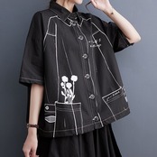 線画風 アート シャツ  30238