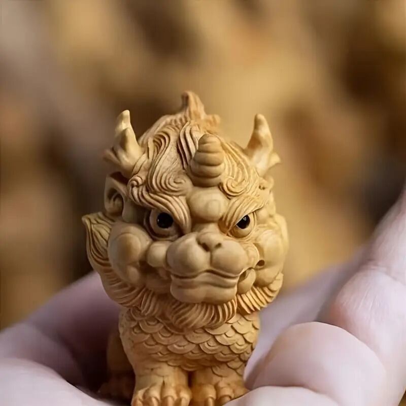 麒麟 置物 オブジェ 木製 風水グッズ 優雅 伝統的 運 金運 健康運 出世