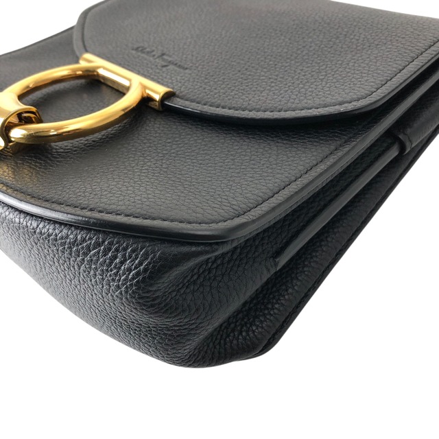 Salvatore Ferragamo サルヴァトーレ フェラガモ ショルダーバッグ ブラック ガンチーニ レザー vintage ヴィンテージ オールド 3fyg65