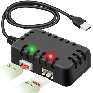 【在庫処分】Crazepony 2イン1 USBバランス充電ケーブル 1A XH-3Pコネクタプラグ付き 2S 7.4V リポバッテリー RCカー ボート ロッククローラー FPV ドローン クアッドコプター用