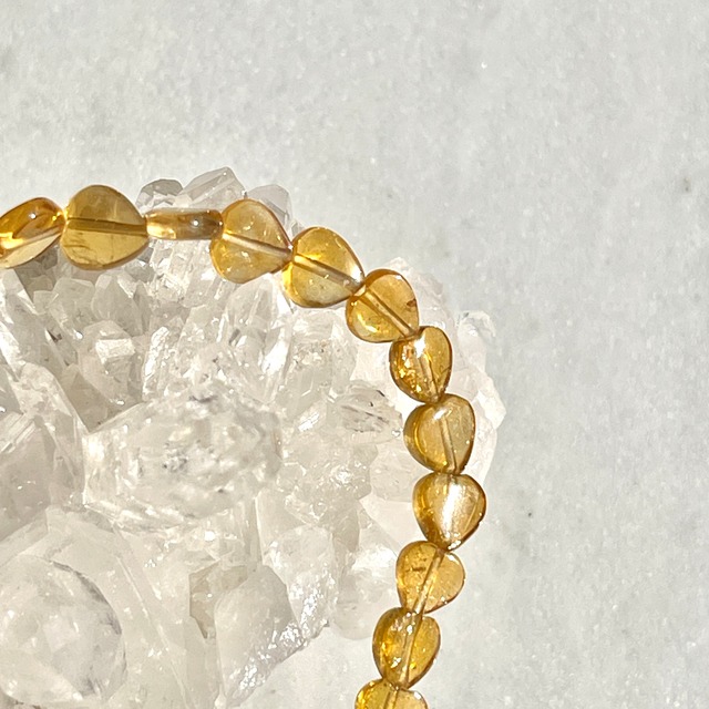 【超希少】【超美石】イエロートルマリン（エルバイト）　ハート　ブレスレット  1184