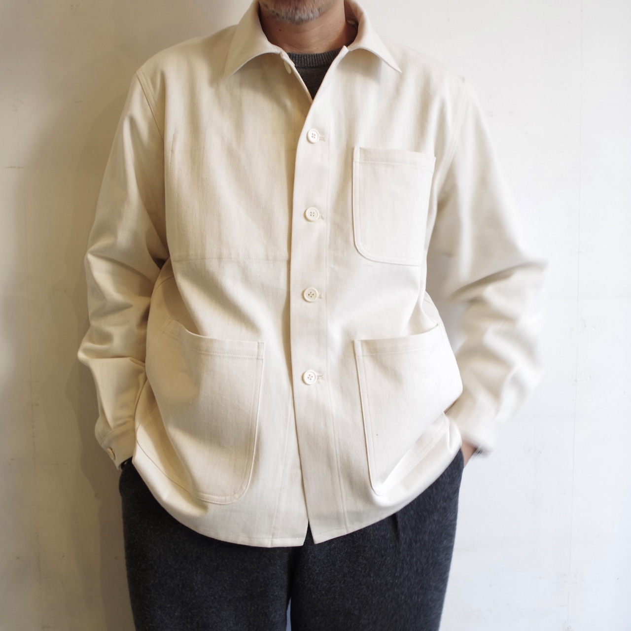 PERSONAL MATTERS  PROJECT N°04  "ORGANIC COTTON DRILL CHORE JACKET"