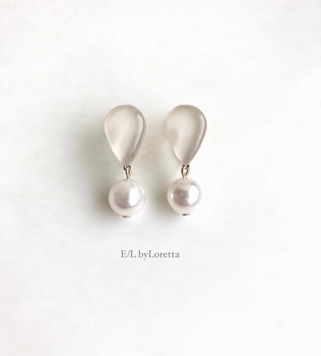 Color shizuku pearl pierce/earring (Ivory) [cc]