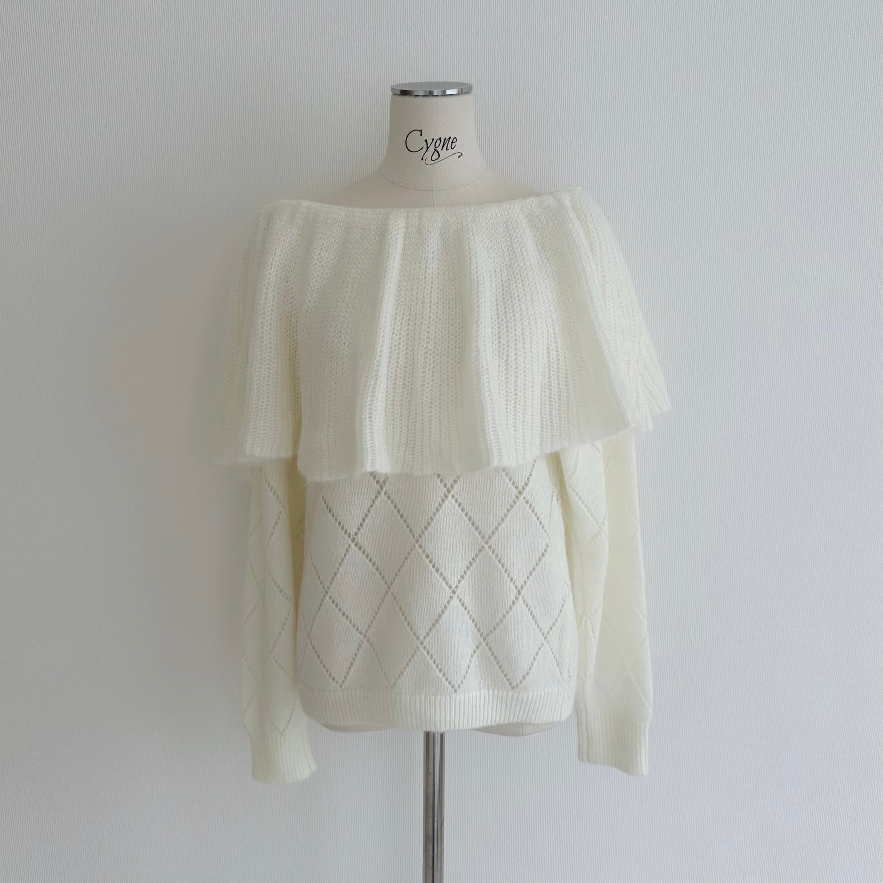 3wayフリルニット Arthur ホワイト | Cygne 
