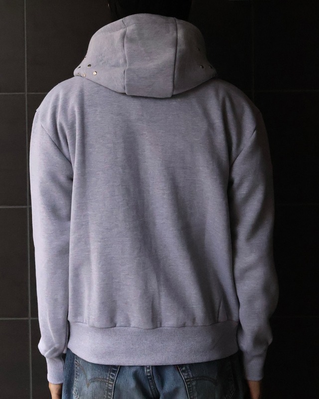 【Hannah Creak】Studded Hoodie Double zip Grey