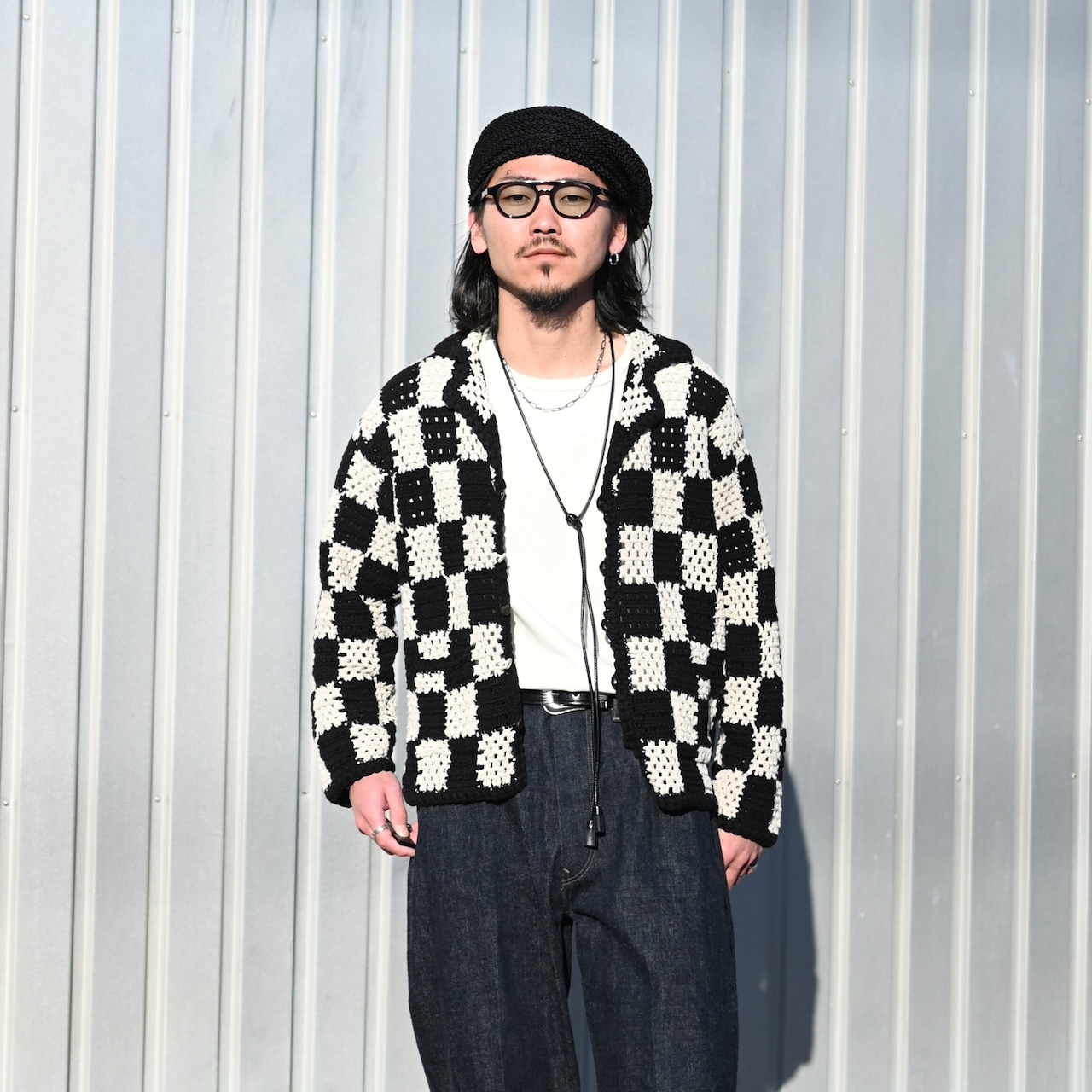 OLDJOE(オールドジョー)ハンドクロシェ編み ハバナシャツコーディネート