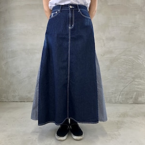 TUCK SKIRT / INDIGO×HICKORY