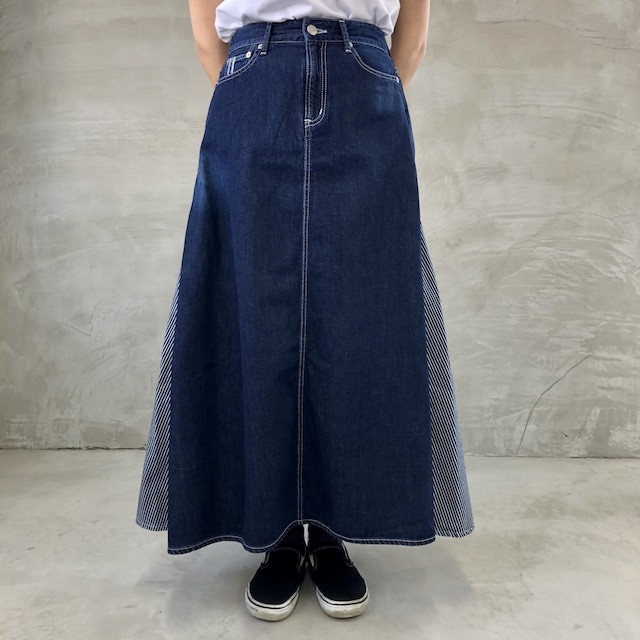 TUCK SKIRT / INDIGO×HICKORY