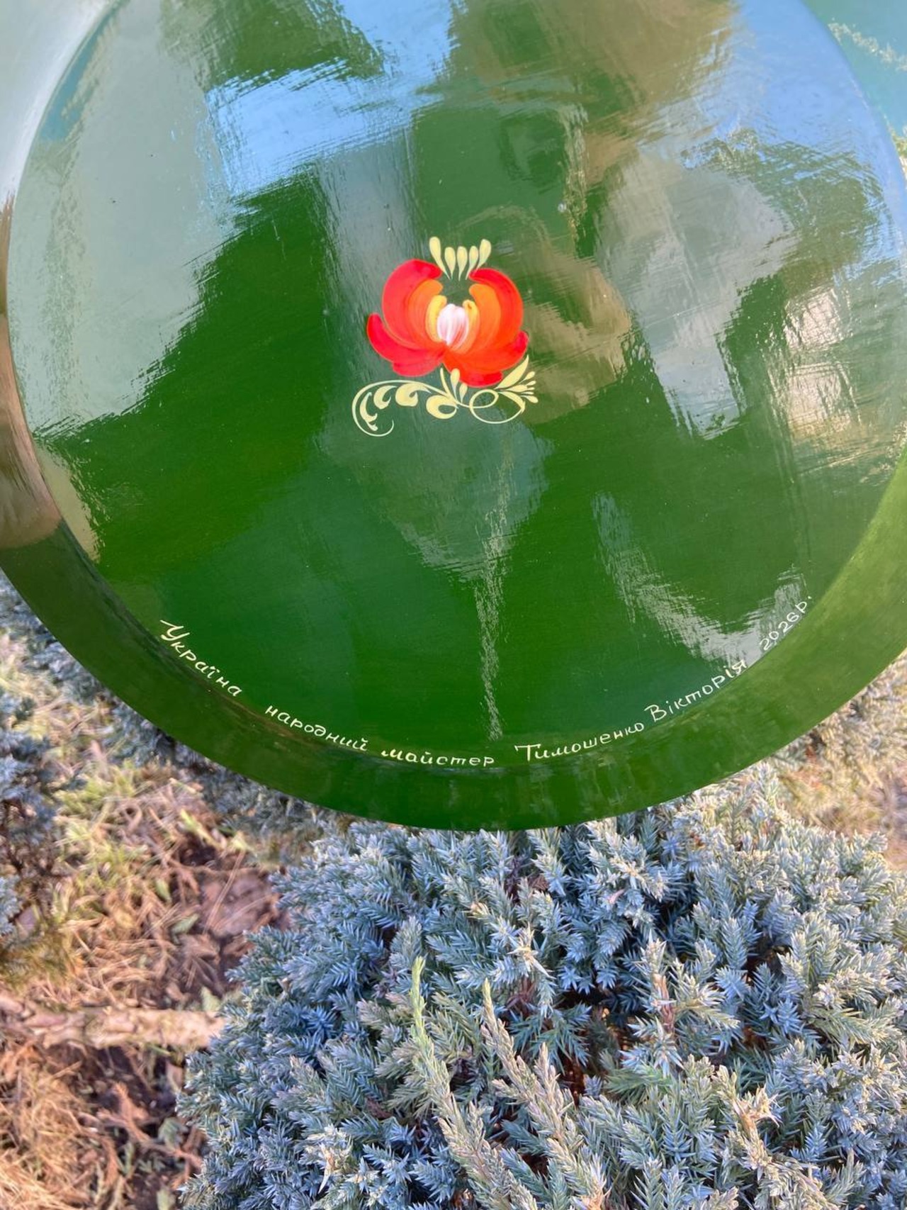 ペトリキウカ塗り　木製プレート（ティモシェンコ作）30cm - 11