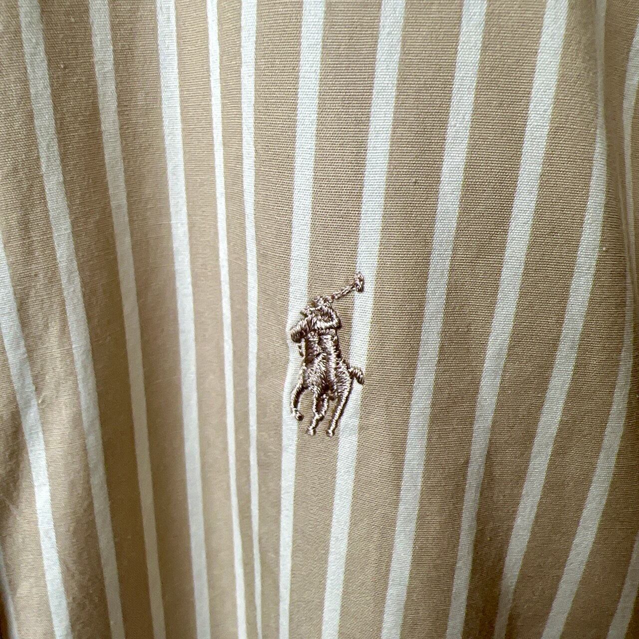 Ralph Lauren ラルフローレン ストライプ 長袖 シャツ ベージュ 古着