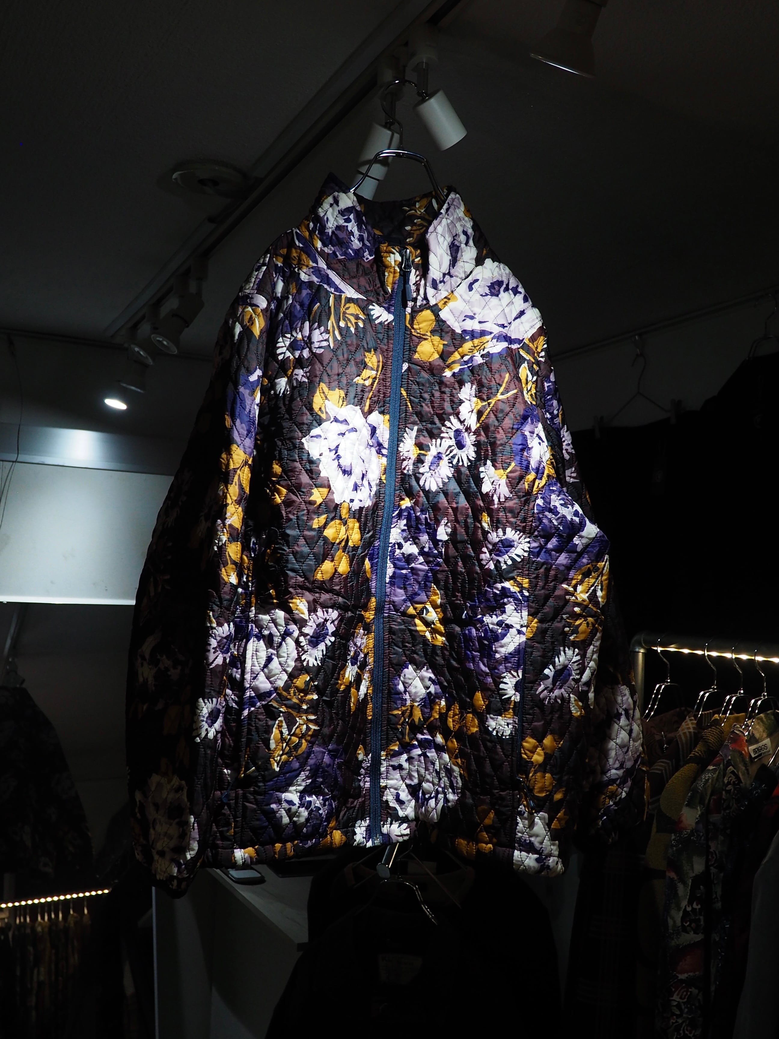 " LANDS END " Beautiful Flower full pattern Design quilting track jacket