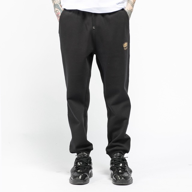 【HIPANDA ハイパンダ】メンズ パンダ3兄弟 ゴールド ワンポイント スウェット パンツ MEN’S HIPANDA TRIO LOGO GOLD ONE POINT SWEAT PANTS / BLACK