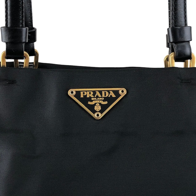 PRADA プラダ トートバッグ ブラック トライアングルロゴ ナイロン vintage ヴィンテージ オールド i7j56x