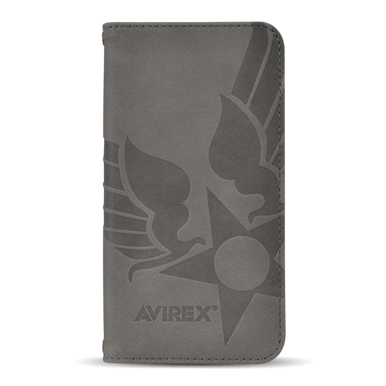 AVIREX iPhone 18 Pro/17 Pro 兼用 手帳型ケース スエード調 カード収納 グレー