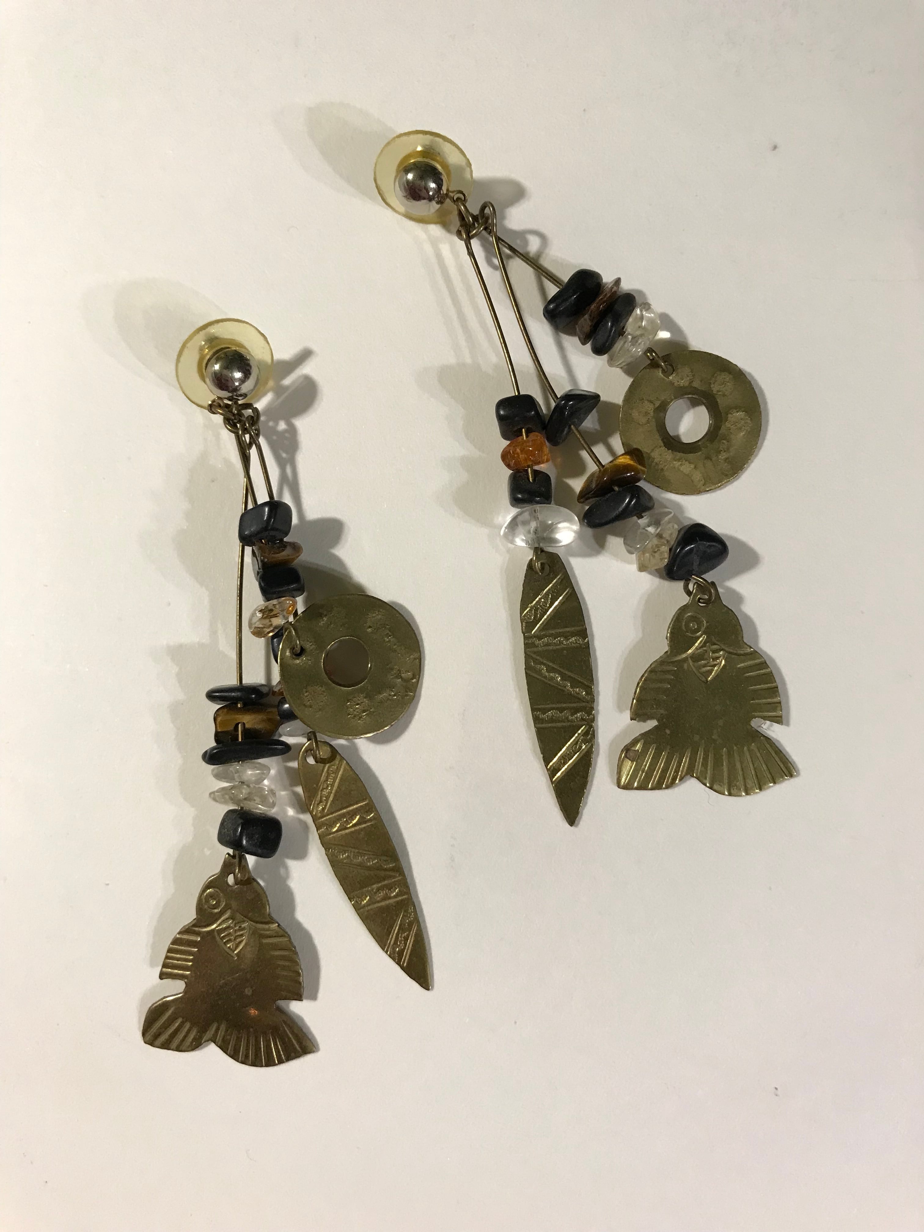 Vintage gold × fish pierced earrings ( ヴィンテージ ゴールド × 魚 ピアス )