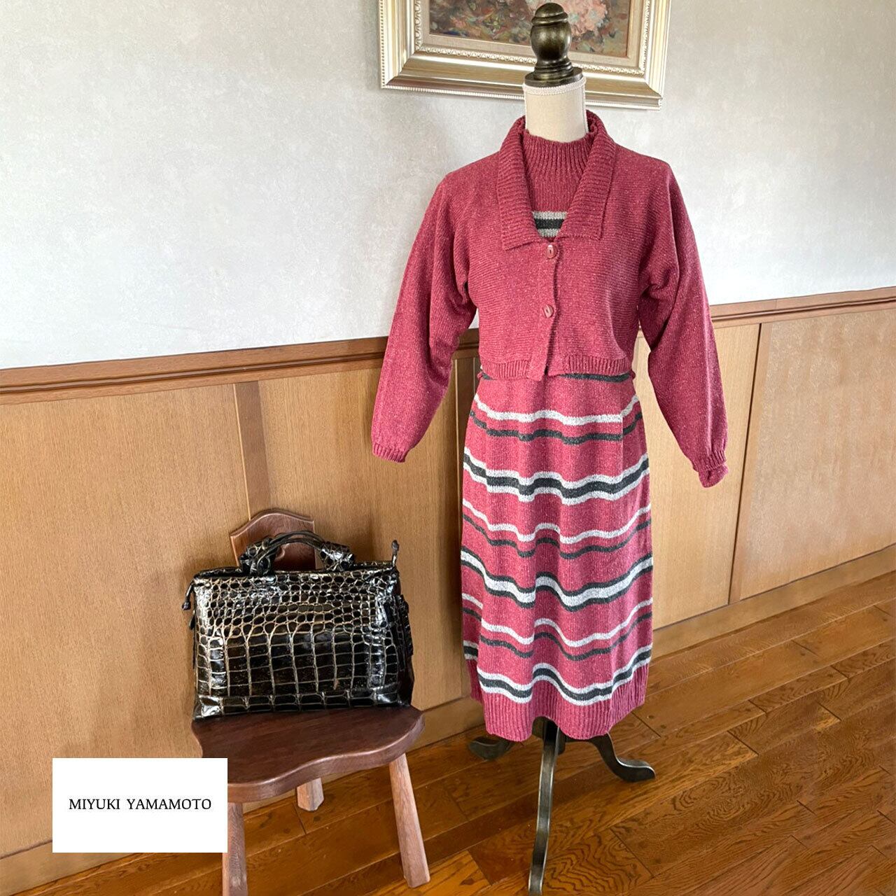 324 SILK DENIM ROSE BORDER OP シルクデニム ニットワンピース ローズ