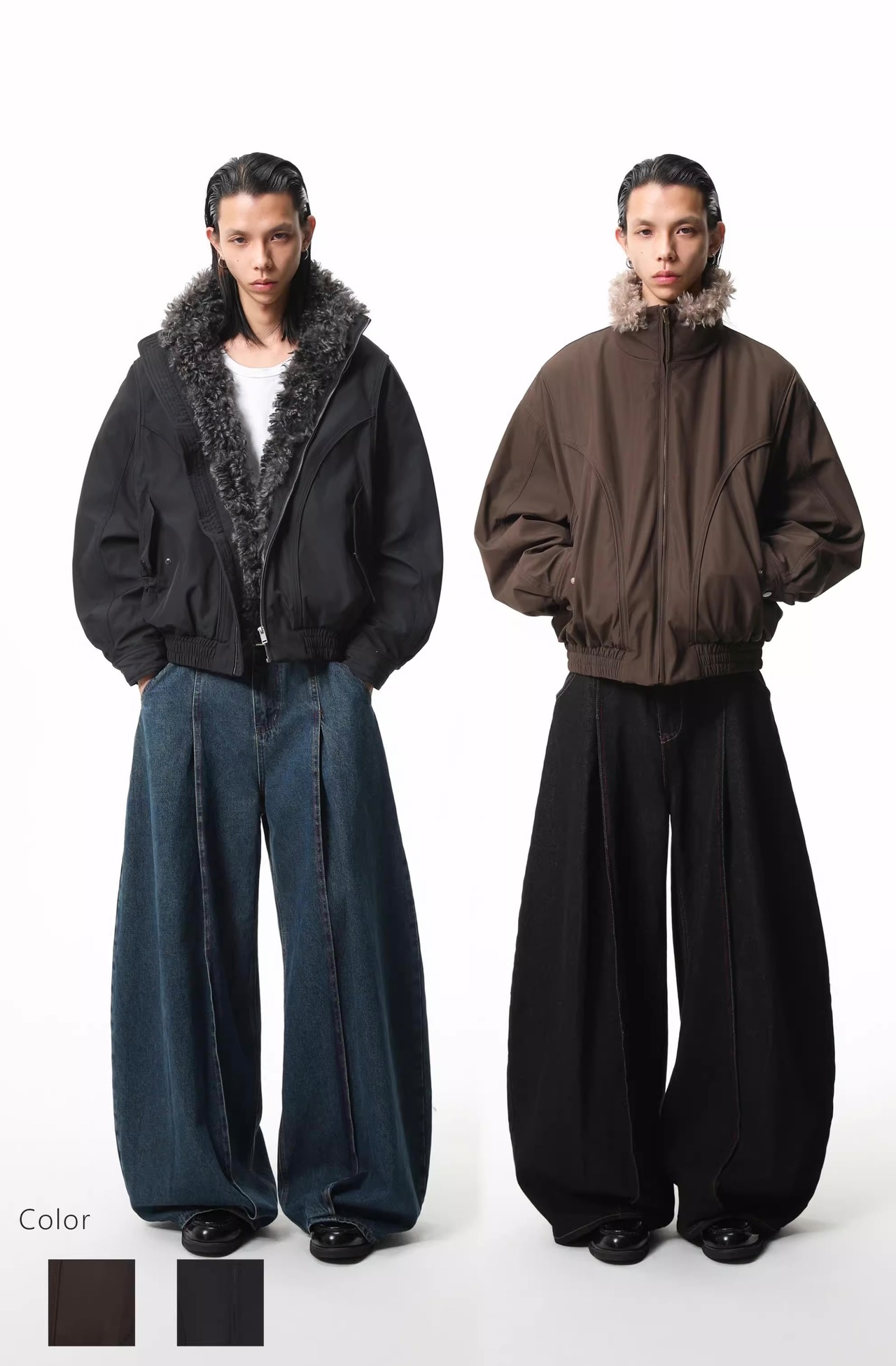 BOOGOOVOGUE Wolf Fur Collar Down Bomber