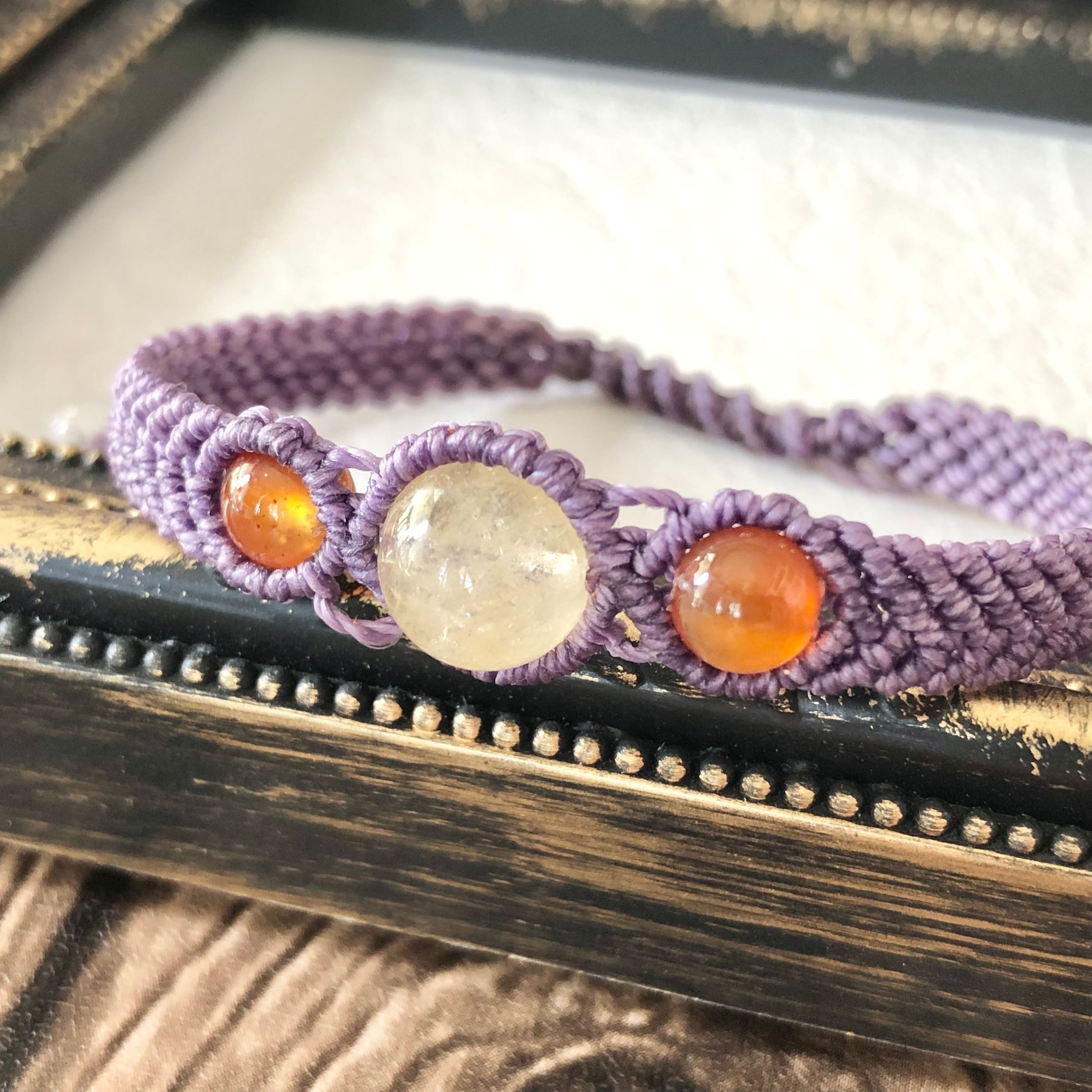 天然石　ハンドメイド　ブレスレット　&　リング 天然石風 3連ビーズブレスレット エスニック 小物 お洒落