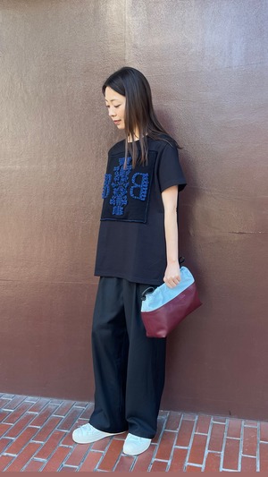 BARRIE -Cotton t-shirt with Barrie logo cashmere patch- :074(BLACK/NOSS)