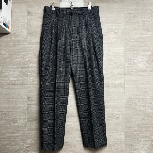 Stein シュタイン ST.098-2 GLEN CHECK TWO TUCK WIDE TROUSERS タックワイドパンツ sizeS グレー【中目黒B12】