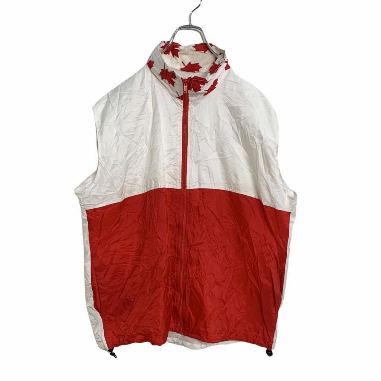 FLAG WEAR ノースリーブ ナイロンジャケット XL ホワイト レッド 