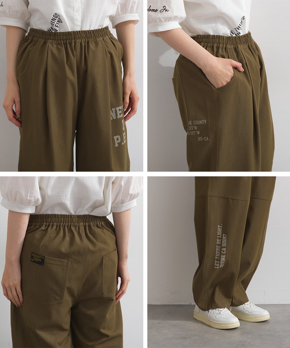 J262004 【接触冷感シリーズ】 ツイルワーク風ロゴパンツ / Cool Touch