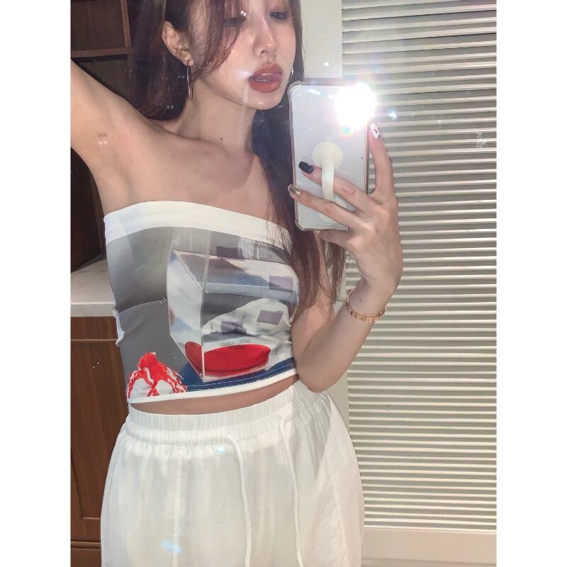 プリントトップス サマーストラップレスショートジャケット 夏物 ブラックストロベリース29081485517