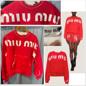 MIU MIU  Vintage-effect logo スウェット　RED　S