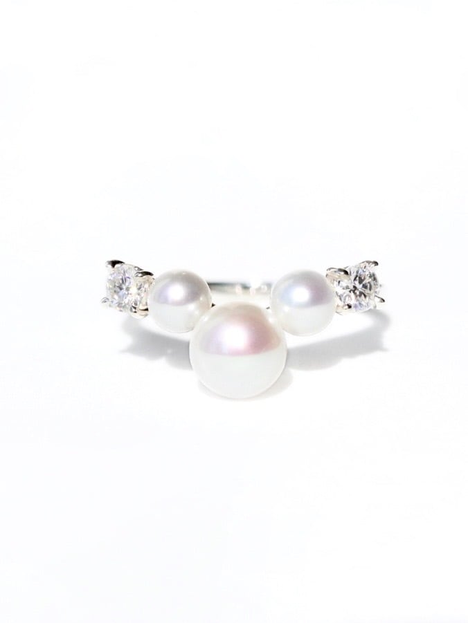 Softly V Pearl Ring | MARUN JEWELRY