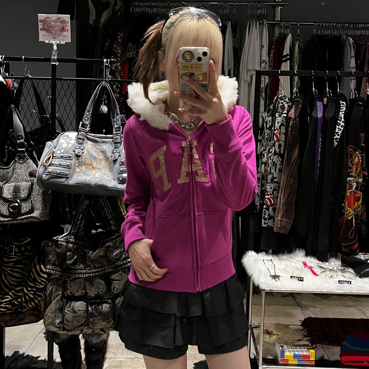 GAP ファージップパーカー ラメロゴ | 古着屋 PINK