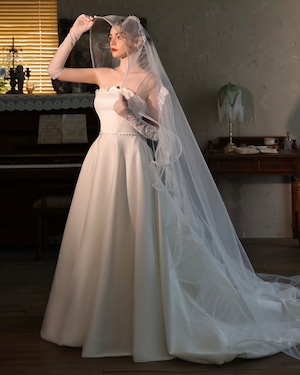 ドレープエッジ (刺繍モチーフ)ロングベール【VL2511-09】