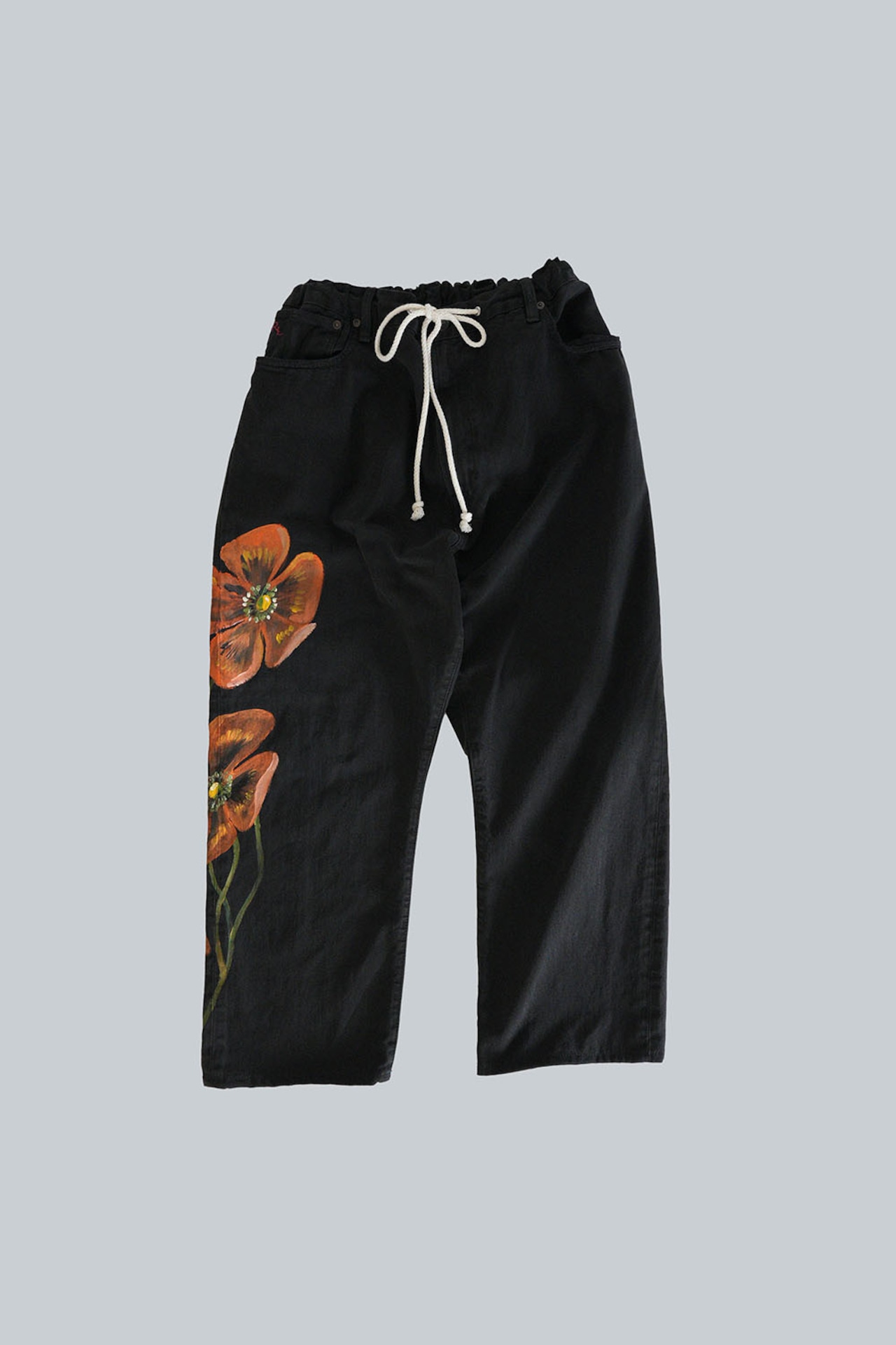 remake denim pants-blackorange