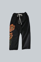 remake denim pants-blackorange