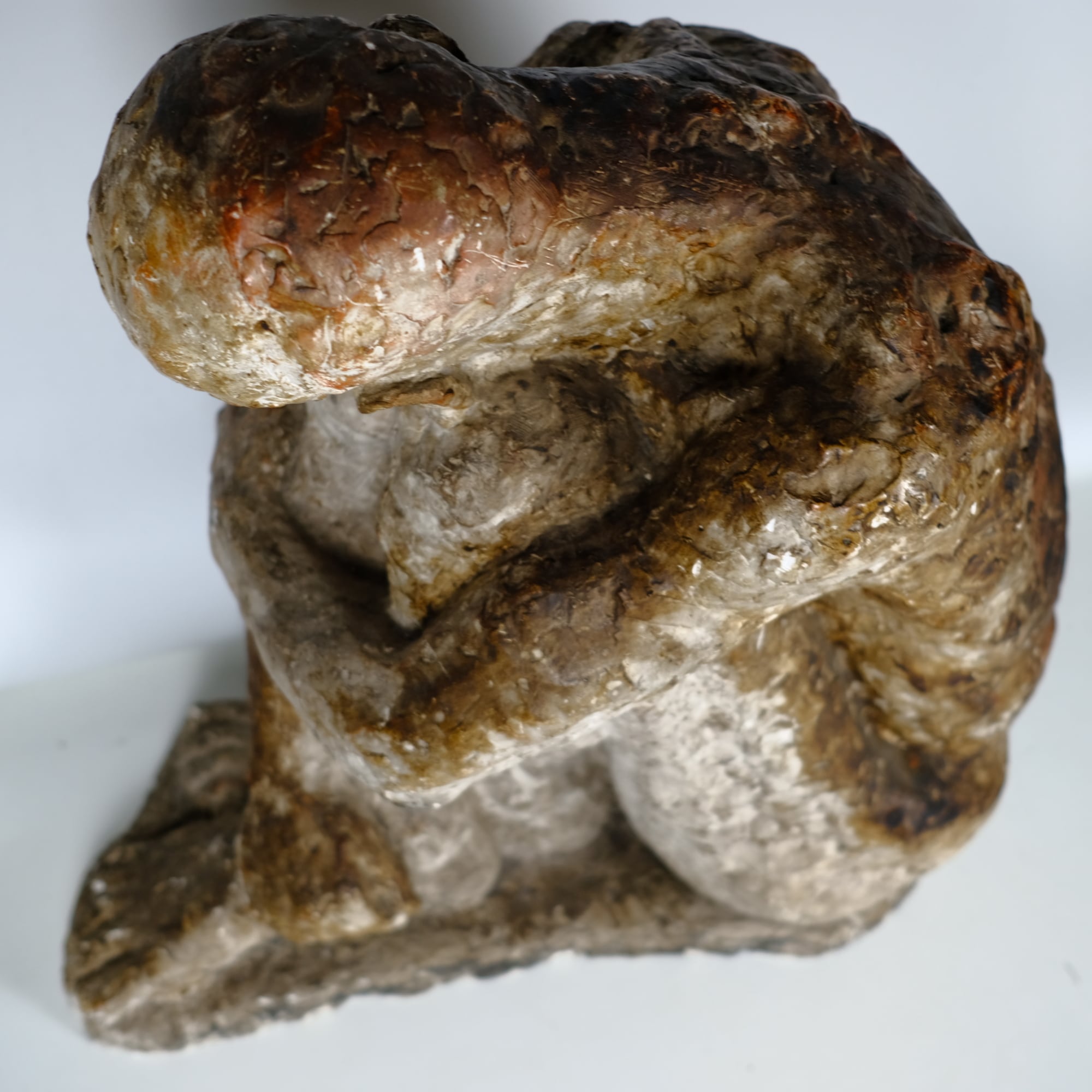 アンティーク うずくまる男の像 彫刻作品 古道具 オブジェ 人物