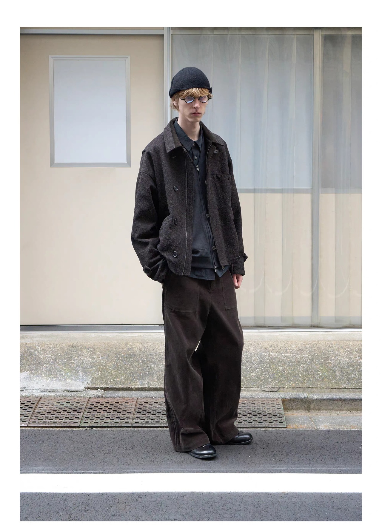 DECESOLO 26SS ルーズシルエットラペルワークジャケット