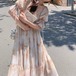 2色/リボンパフスリーブティアードフラワーワンピ ・78498